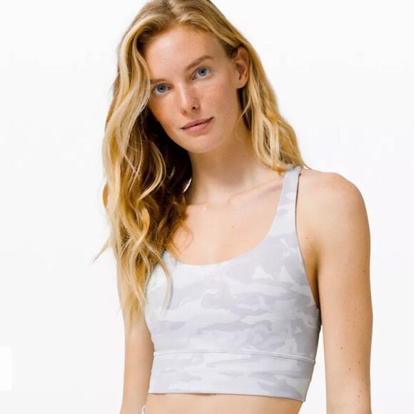 LULULEMON Energy Bra Longline ribbed Incog Camo Jacquard Alpine White Star6 NWT - Picture 3 of 5
